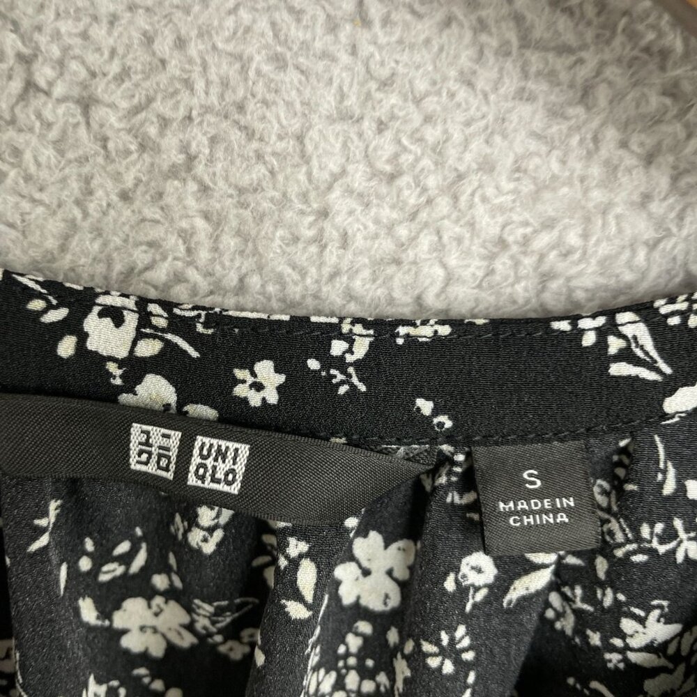 Uniqlo Sleeveless Black & White Floral Midi Dress Polyester M0076 - Picture 3 of 11